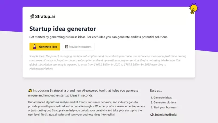 Stratup.ai – генератор унікальних бізнес ідей